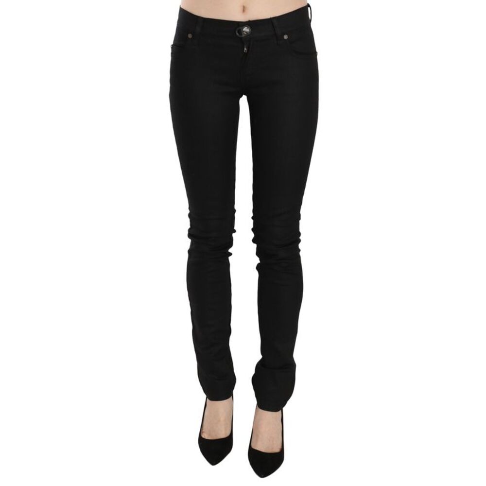 PLEIN SUD Cotton Black Mid Waist Skinny Denim Women's Jeans